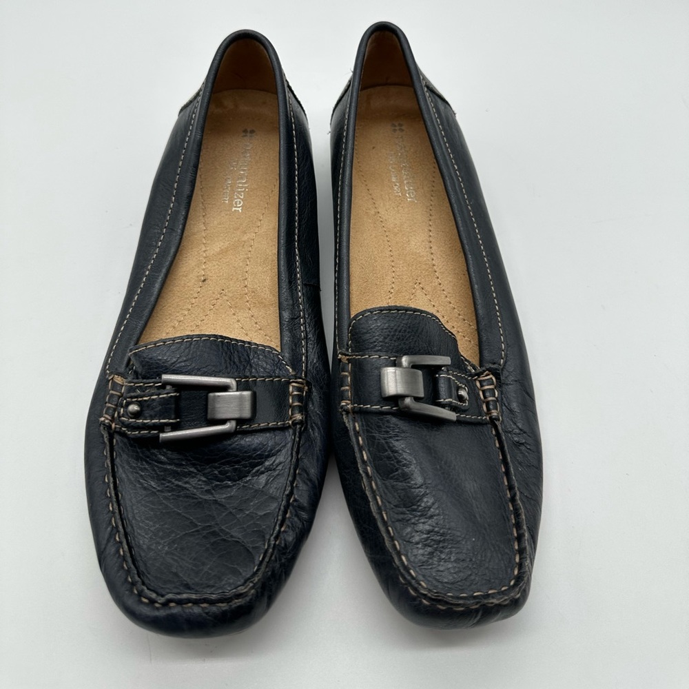 New Womens Naturalizer N5 Comfort 8.5 Leather Slip On Loafers Shoes Blue 8 1/2